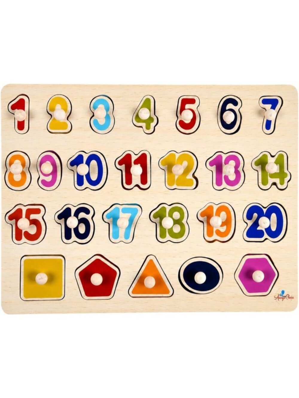 Magnetic Wooden Number & Shape Recognition Puzzle | 13 Colorful Pieces, 36